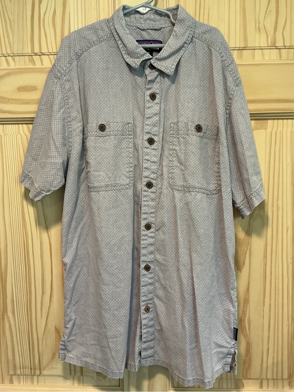 Patagonia Light Purple/Grey Short Sleeve Button-Down Shirt